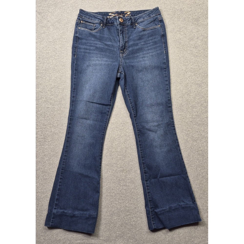 Seven7 Jeans Women's 8 Flare Bootcut Medium Wash Stretch Denim Mid Rise Blue